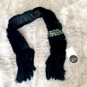 NWT Luii embellished rabbit fur stole